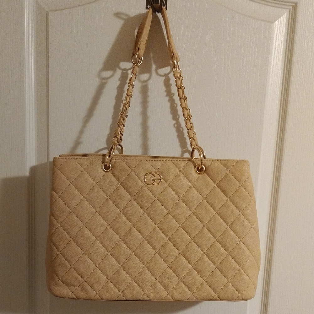 Elegant Beige Quilted Tote Bag